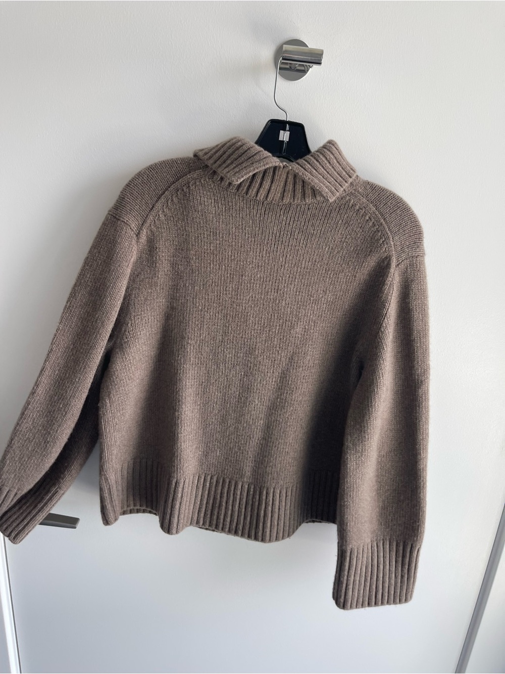 & Other Stories wool blend high neck jumper in taupe turtleneck - Picture 7 of 8